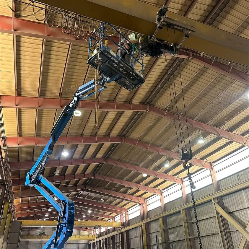 Working on an overhead crane at a steel manufacturing facility in Fort Worth