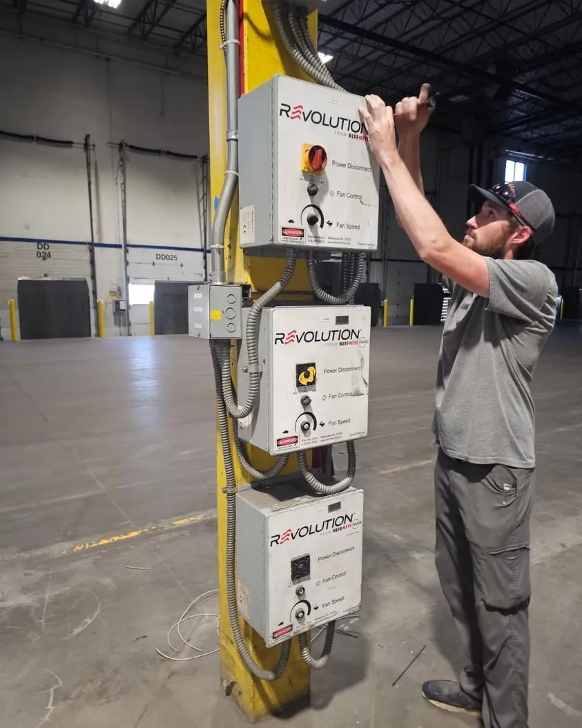 Maintaining fan controllers in a Fort Worth warehouse