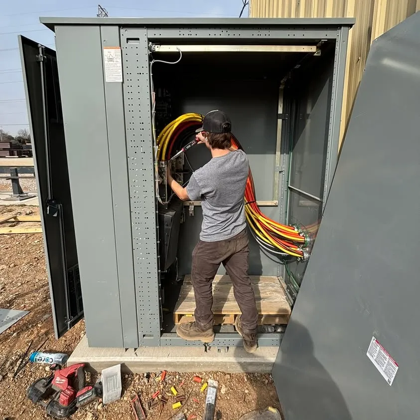 Making up additional switchgear on the Hurst steel plant job